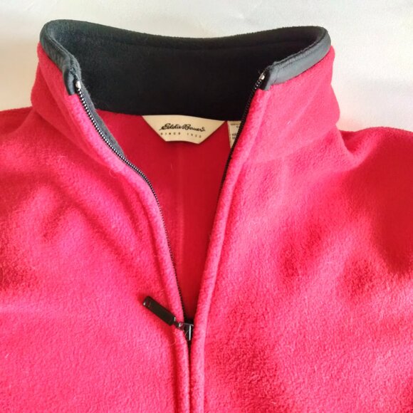 Eddie Bauer Red Fleece Zippered Jacket Unisex MEDIUM - Picture 4 of 10